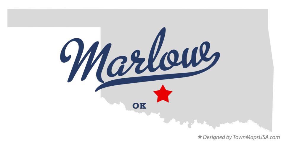 Map of Oklahoma pinpointing Marlow